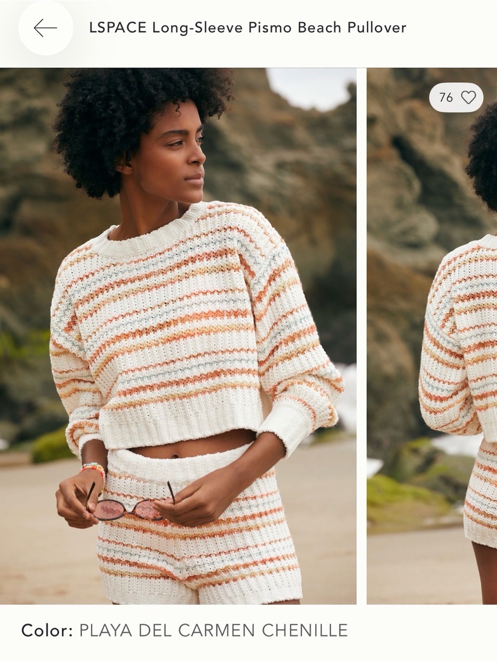 l*space LSPACE Long-Sleeve Pismo Beach Pullover - Cream & Peach